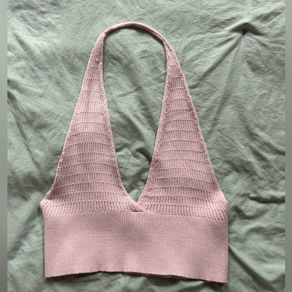 pink knit halter top